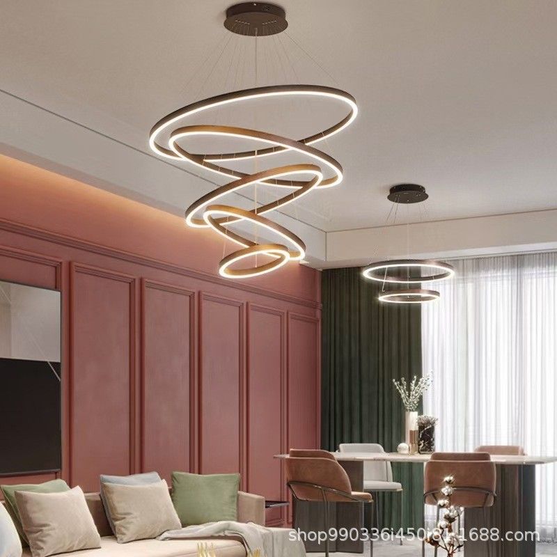 Fissature del lampadario multi-testa anello moderno lampadario appeso con ombra acrilica bianca