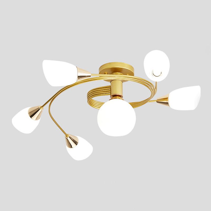Plafonnier en forme de cloche encastré en fer moderne avec abat-jour en verre pour chambre à coucher