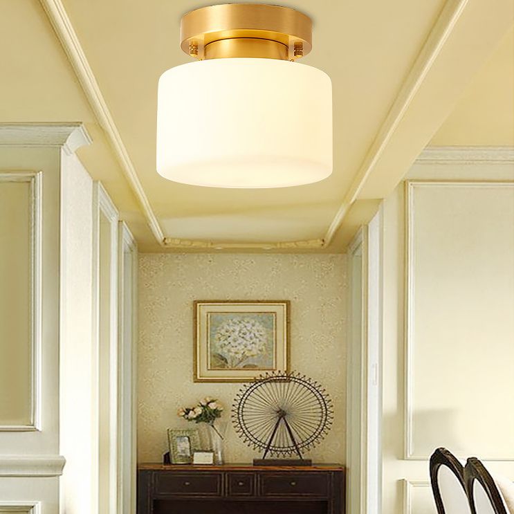 Cilinder gangpad semi-inbouw plafondlamp glas moderne semi-mount verlichting in wit