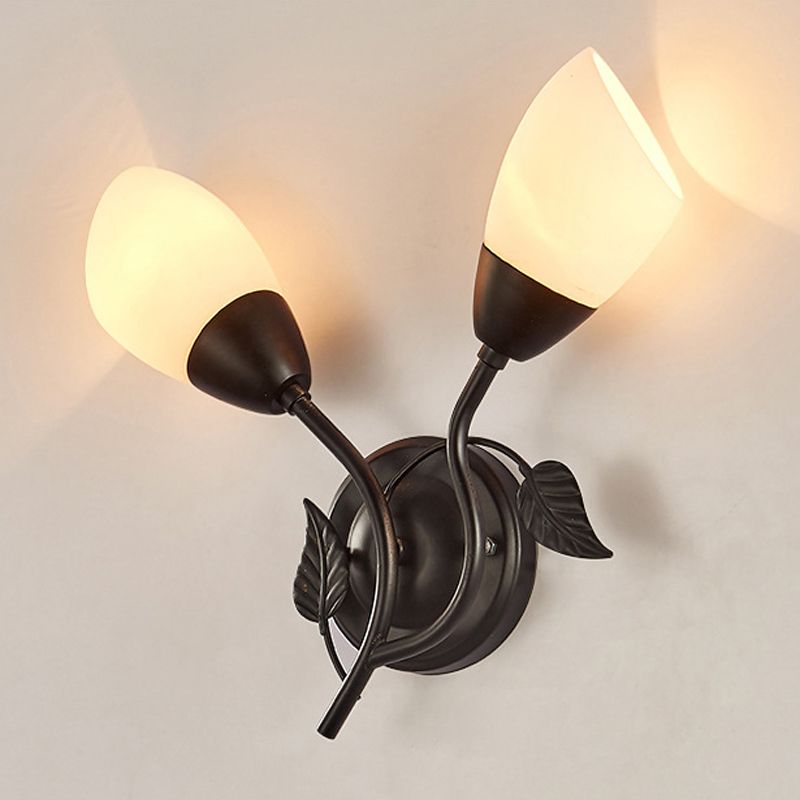 Modernist Wall Sconce Flower Wall Light Fixture with Glass and Metal for Bedroom