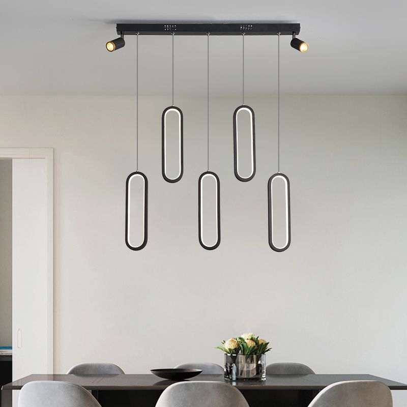 Contemporary Style Linear Island Lighting Metal Island Lighting in Black