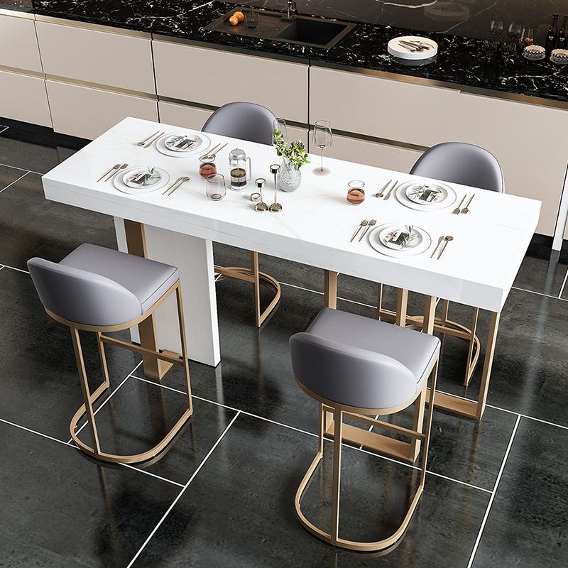 Glam Marble White Counter Height Table Rectangle Indoor Bistro Bar Table