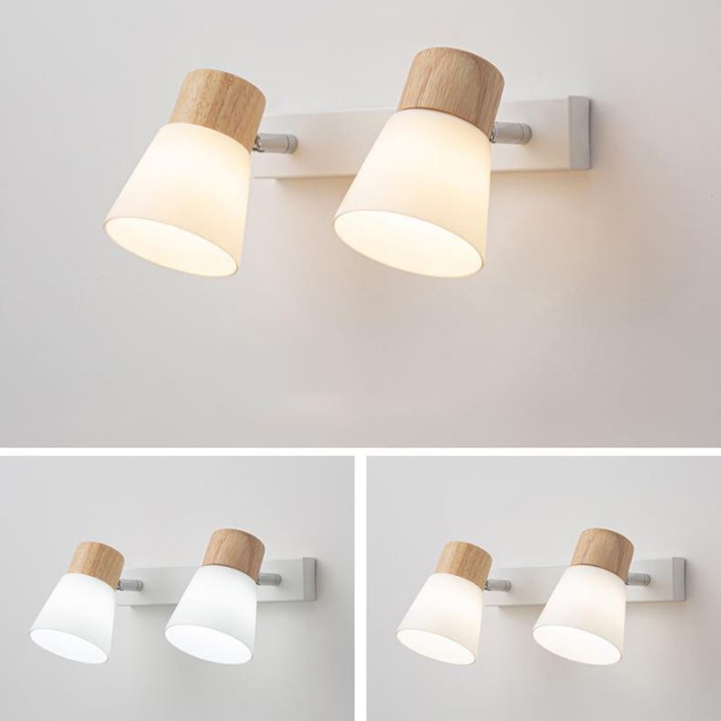 Modern Bell Vanity Wall Light Fixtures Wood Vanity Lights in White