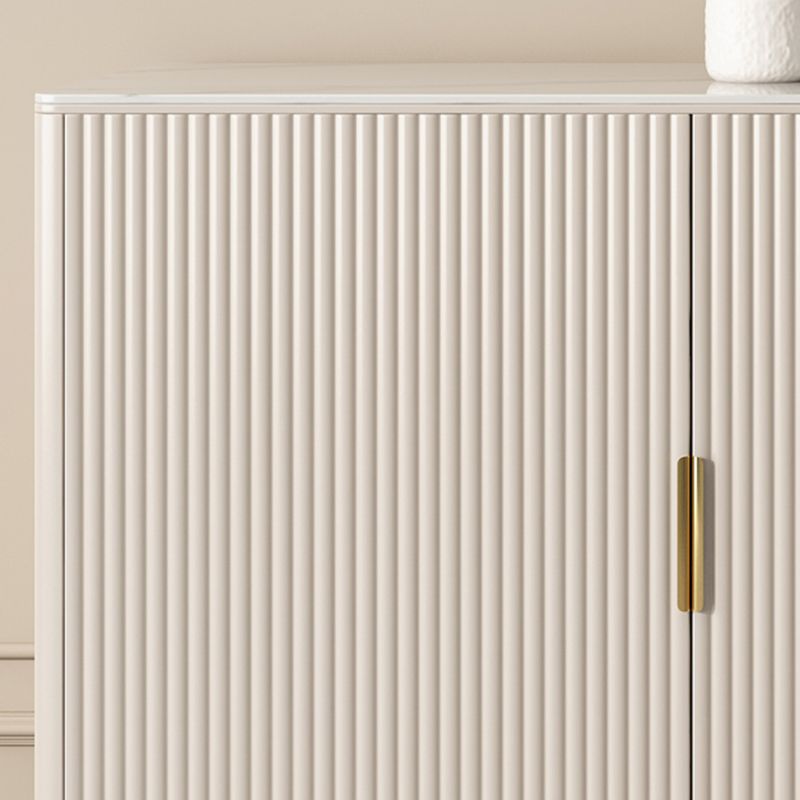 Beige Sideboard Table with Drawers Glam Dining Server for Dining Room