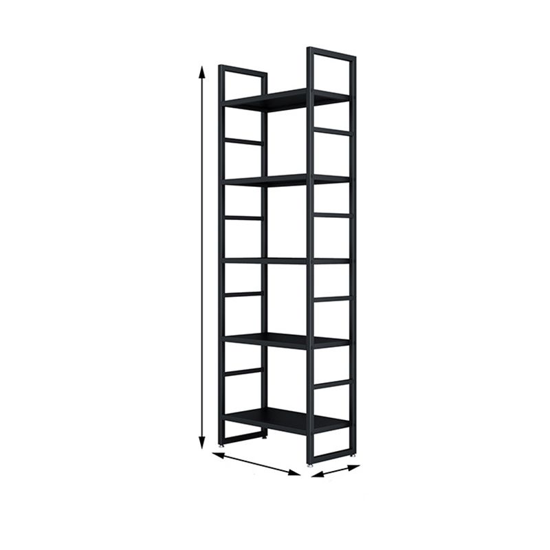 3/4/5-Shelf Iron Etagere Bookshelf Black and White Vertical Bookcase for Living Room