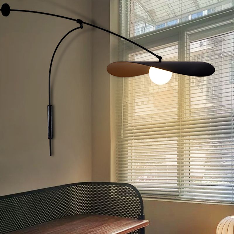 Nordic Style Metal Wall Sconce Adjustable Hat Shape Wall Light for Living Room