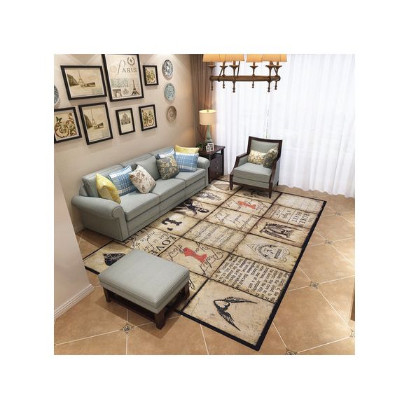 Nordic Geometric Pattern Rug Multi-Color Polypropylene Carpet Anti-Slip Washable Stain Resistant Rug for Great Room