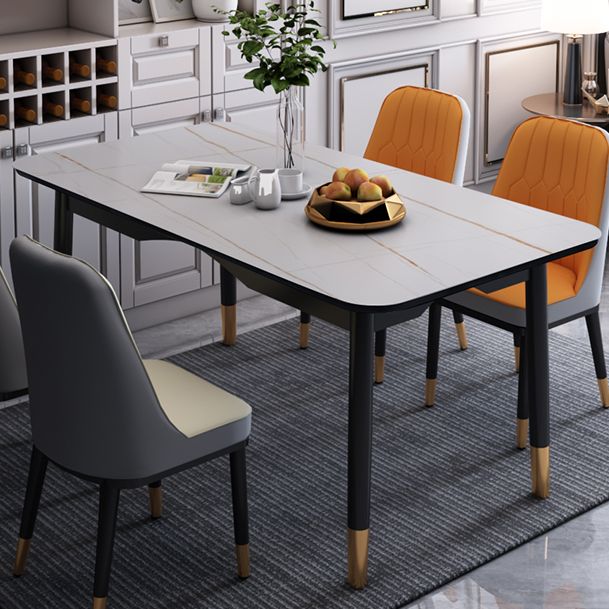 Modern Sintered Stone Standard Dining Table Rectangle Kitchen Dining Table with 4 Legs Base