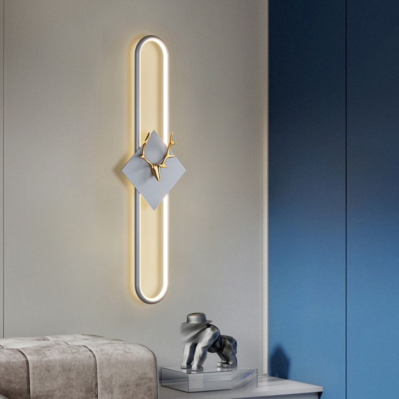 Aluminum Linear Wall Light Nordic Style LED Wall Sconce with Antlers for Living Room