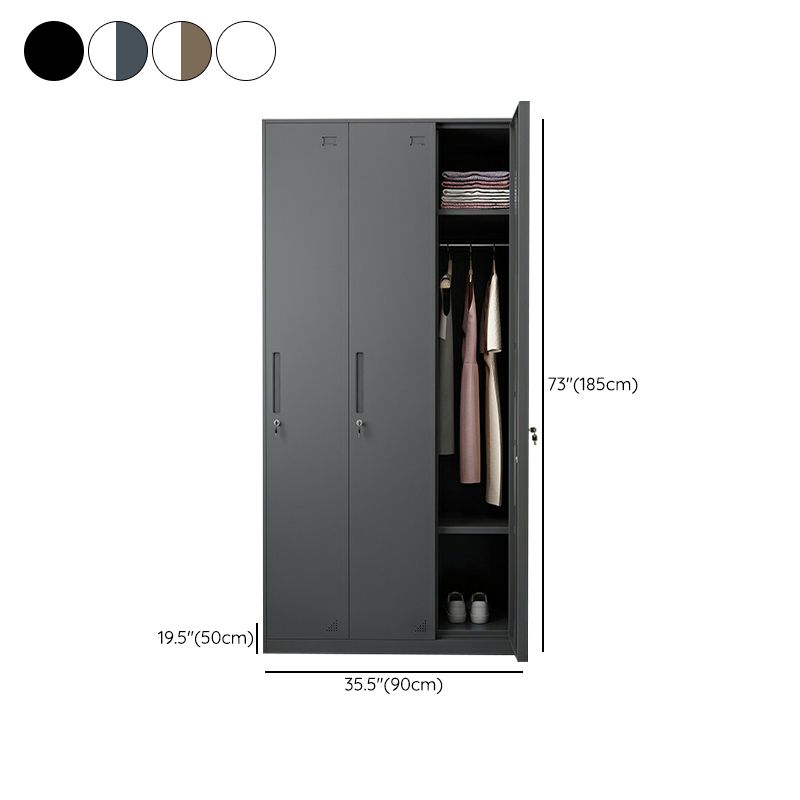 Steel Wardrobe Armoire with Lock Hinged Wardrobe Cabinet for Home