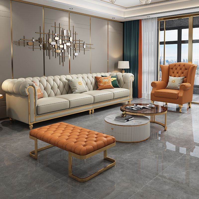 33"W Mid Century Modern Sofa Bed Rolled Arm Cushions Sofa with Pillows