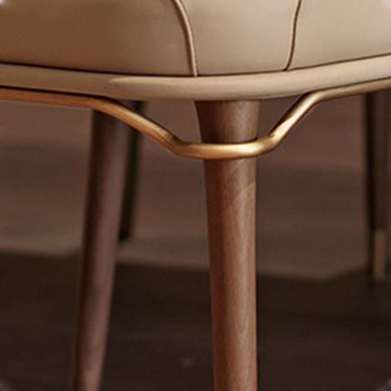 Contemporary Style Leather Chair Armless Parsons Chair with Wooden Legs for Home Use