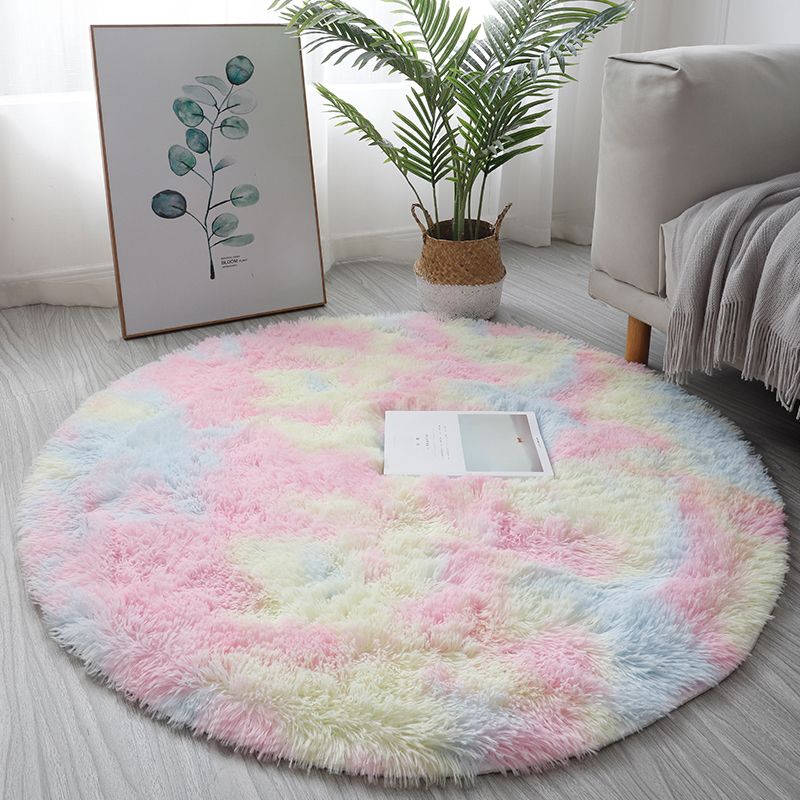 Casual Home Decor Rug Multi-Colored Tie Dye Pattern Carpet Faux Wool Washable Anti-Slip Backing Rug