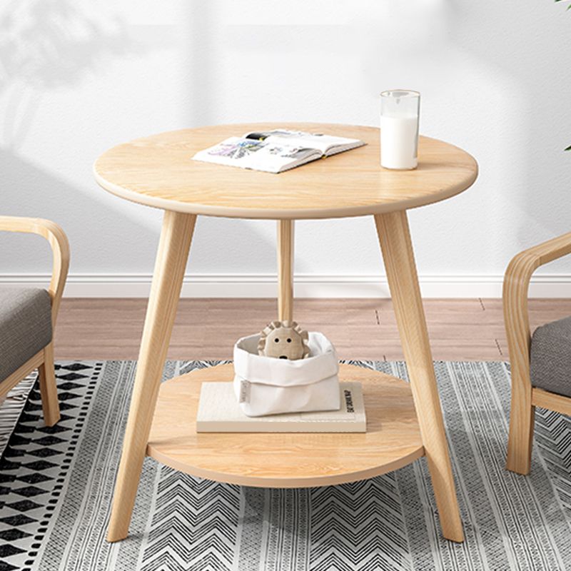 1 Cocktail Table Round Wood Modern 3 Legs Single Coffee Table