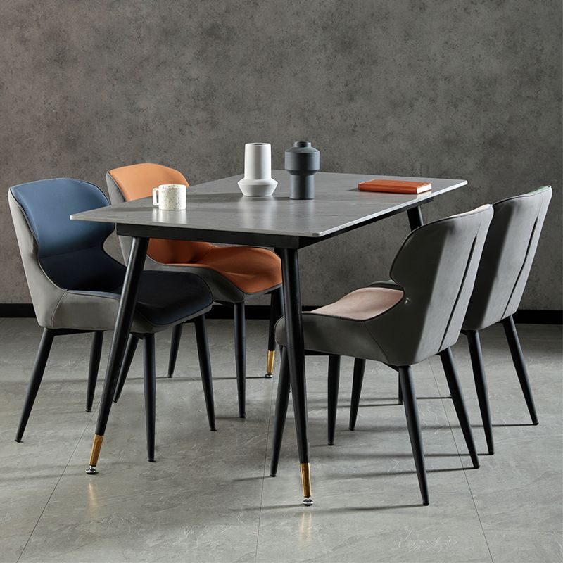 Nordic Style Metal Armless Dining Chairs Wingback Side Chair for Home Use