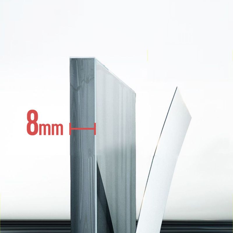 Gray Semi Frameless Stainless Steel Single Move Tempered Glass Shower Door