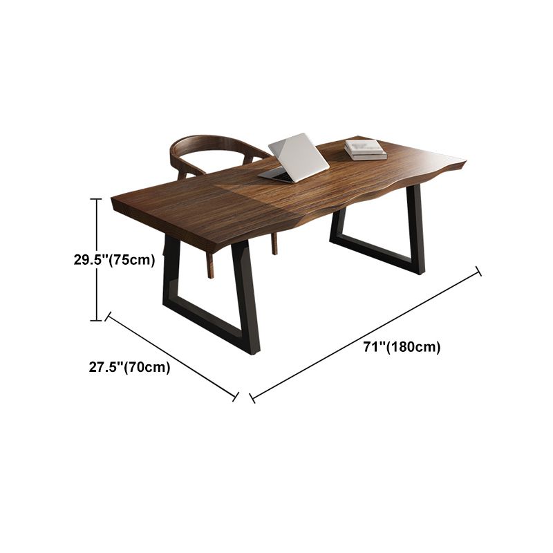 Industrial Rectangle Solid Wood Standard Height Table Double Pedestal Dining Table