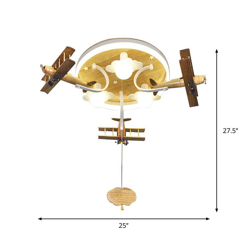 Giallo Cloud e Plane Flushmount Novità Kids Style 3 - Light Wood Massimale Flush Light con Supply Chain