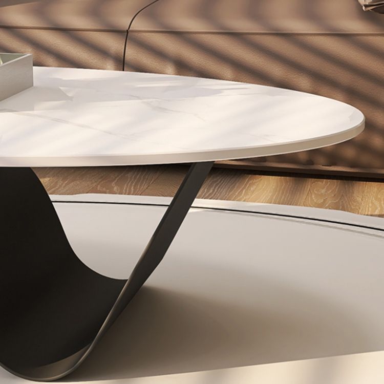 Glam Abstracts Cocktail Table Oval Coffee Cocktail Table for Living Room