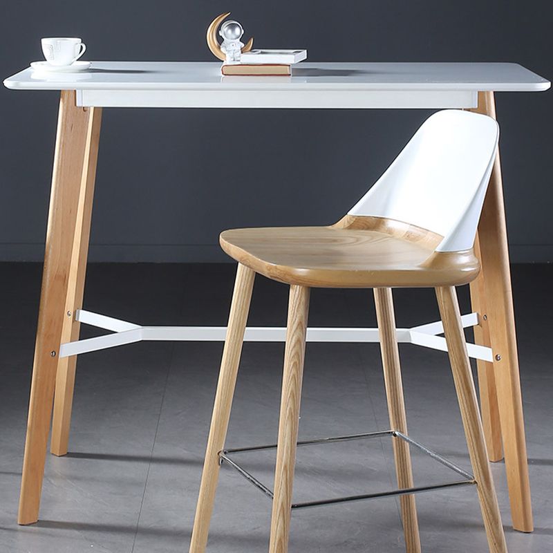 Modern Style Wooden Top Rectangle 4 Legs Bar Dining Table for Home