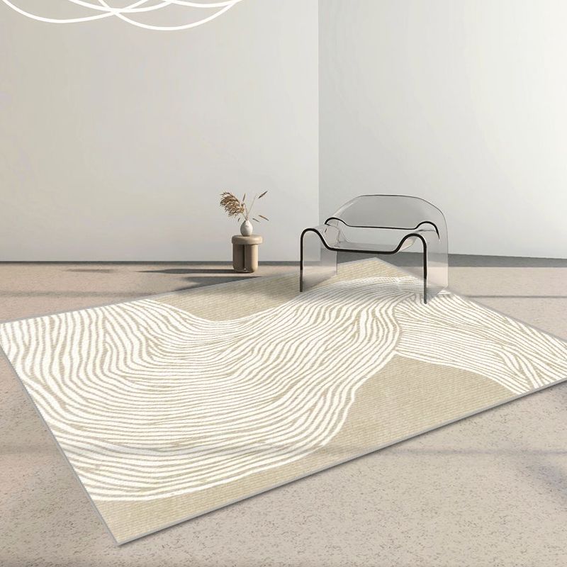 Modern Living Room Area Rug Brown Color Block Area Carpet Polyester Anti-Slip Area Rug