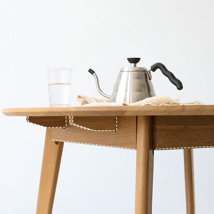 Round 4-foot Dining Table Oak Solid Wood Furniture for Dining Room Home