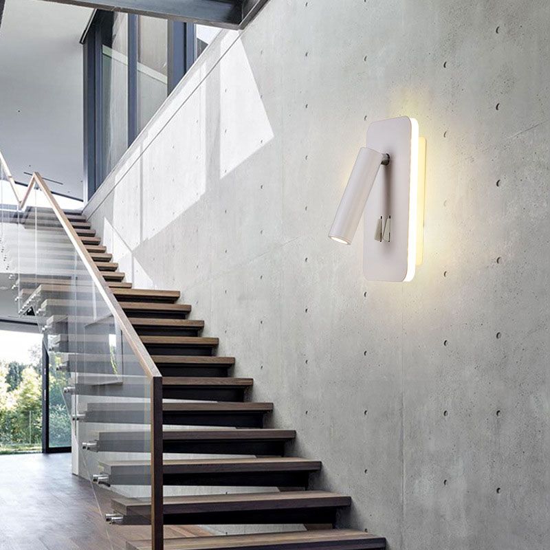 2-Light Geometric Wall Mount Light Modern Style Metal Reading Wall Lamp