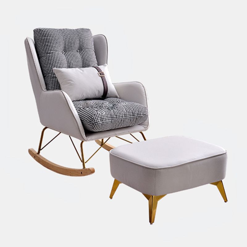 Faux Leather Modern Rocking Chair Water Resistant Rocker Chair with Pillow