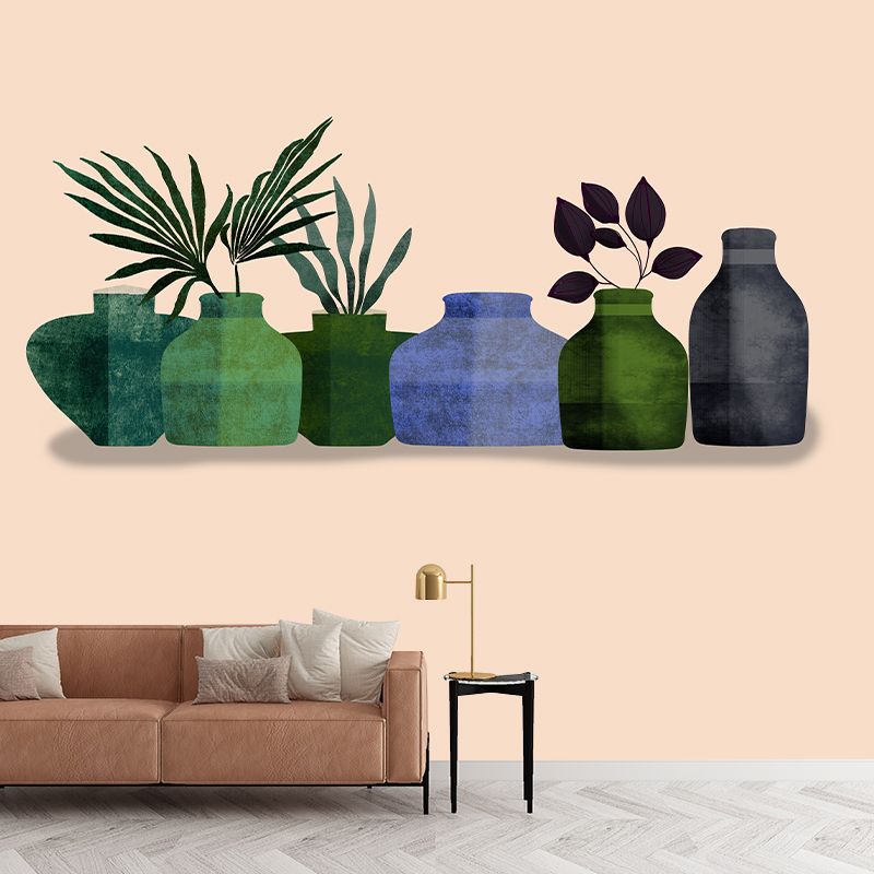 Illustration Stain Resistant Wallpaper Tropical Plant Living Room Wall Mural