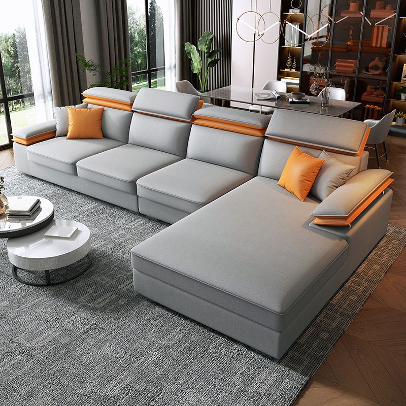 118.11"L x 66.93"W x 37.4"H Modern Fabric Sectional Cushion Back Sofa and Chaise