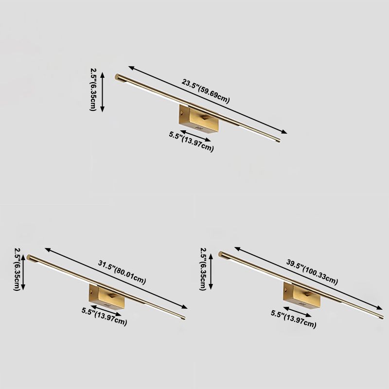 Linear Shade 1-Light Wall Sconce Modern Simple Style Mirror Wall Lighting in Gold