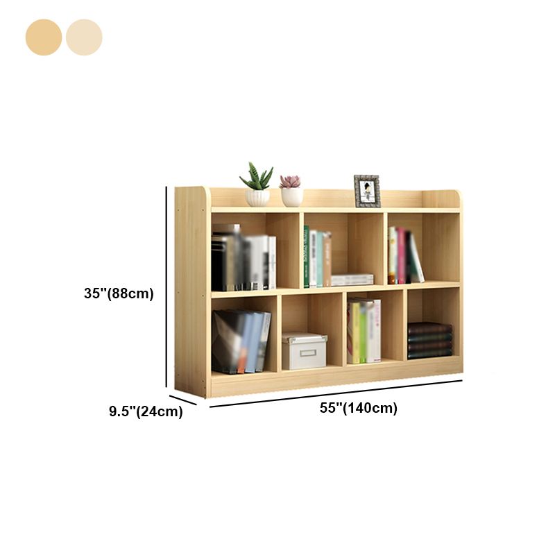 Closed Back Bookshelf Solid Wood Contemporary Style Natural Bookcase for Office
