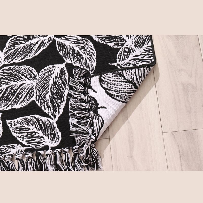 Bohemian Black Ameicana Match tapis funky Cotton Mélangez Aire tapis de frange pour chambre à coucher