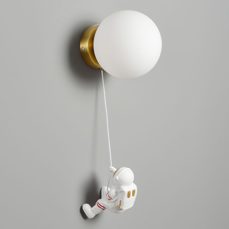 Ball Shade 1 - Light Wall Light Kids Style Iron and Glass Wall Fixture with Resin Accents