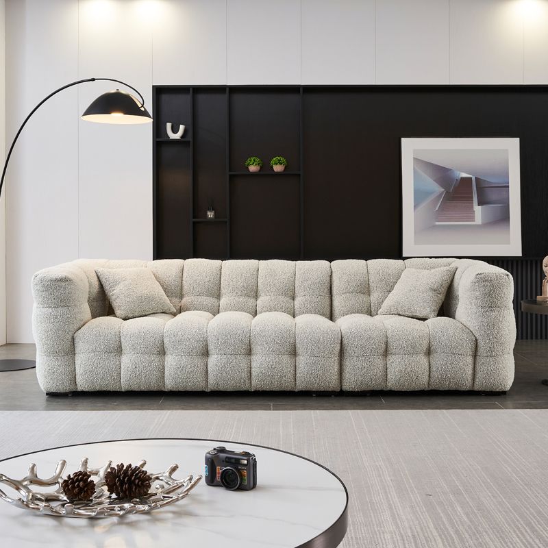 Contemporary Square Arm Tufted Tight Back Sofa Couch for Living Room