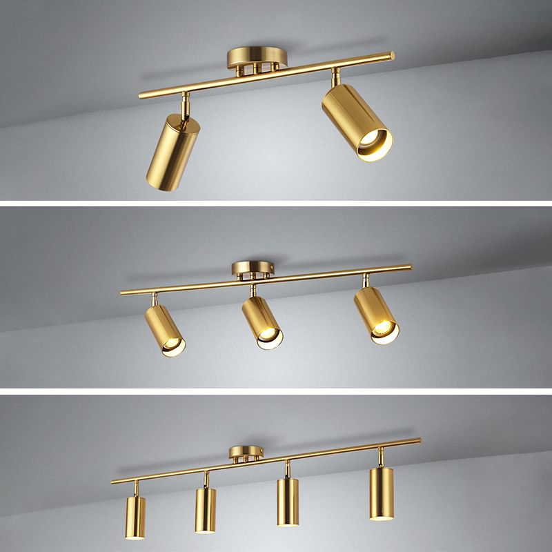Kits d'éclairage sur rail nordique moderne de luxe en laiton monté en Surface salon chambre maison trou libre plafonnier semi-encastré doré