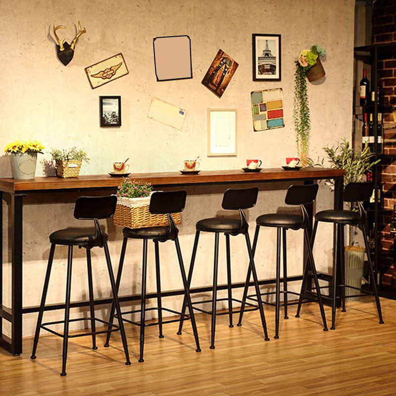 Contemporary Metal Bar Stool Wood Seat Bar Stool for Home Use