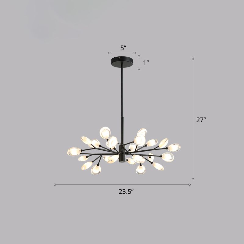 Black Tree Branches Ceiling Hang Lamp Contemporary Metal Chandelier for Living Room