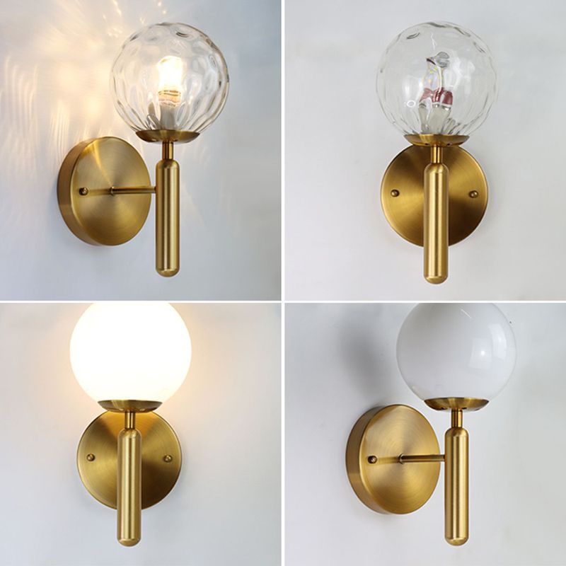 Modern Creative Globe Wall Lamp Wrought Iron Indoor Wall Sconce with Glass Shade