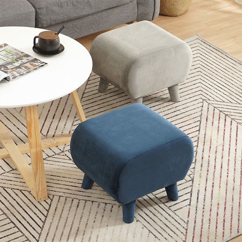 Stylish Indoor Velvet Ottoman Solid Color Stain Resistant Footstool Ottoman