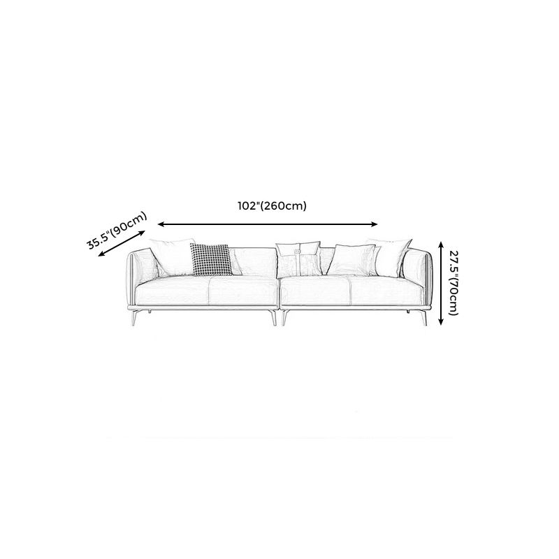 Contemporary Dark Gray Standard Sofa Faux Leather Sqaure Arm Couch