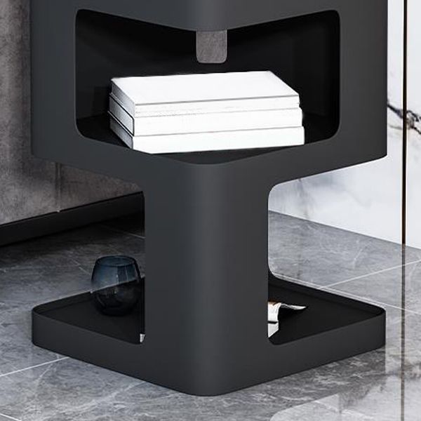 Square Tray Slate Top Side Table 21.65" Tall Metal Abstract Base End Table