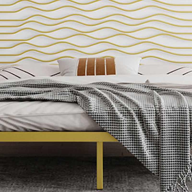 Glam Iron Open-Frame Bed with Rectangle Headboard and Metal Legs