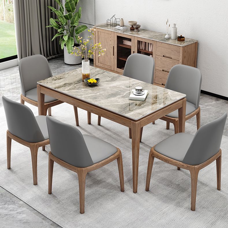 Midcentury Style Dining Table Rectangle Stone Dining Site Table for Home