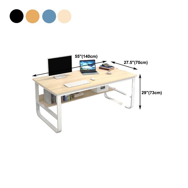 Metal and Wooden Writing Desk Industrial Rectangular Office Desk for Home