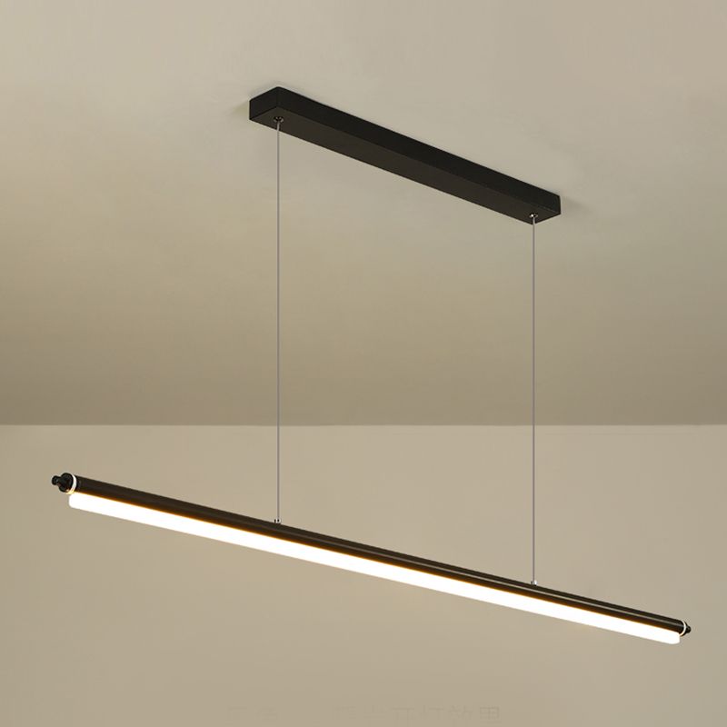 Modern Metal Island Light Linear 1-Head Restaurant Hanging Lamp with Acrylic Shade