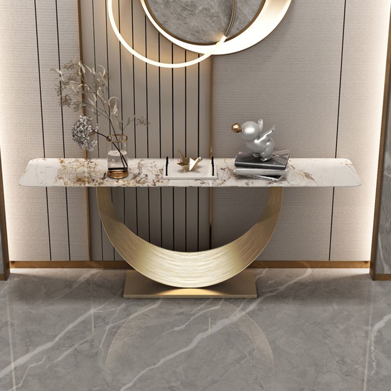 Rectangle Shape Contemporary Console Table Gold Stone Console Sofa Table for Hall