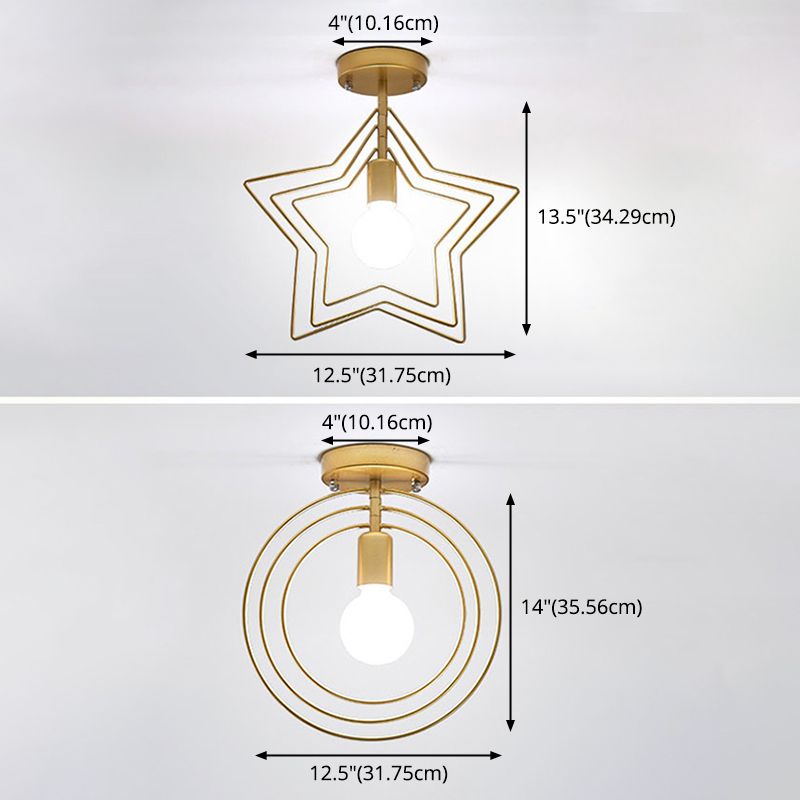 Modern Semi Flush Mount Lighting 1 Light Metal Semi Flush