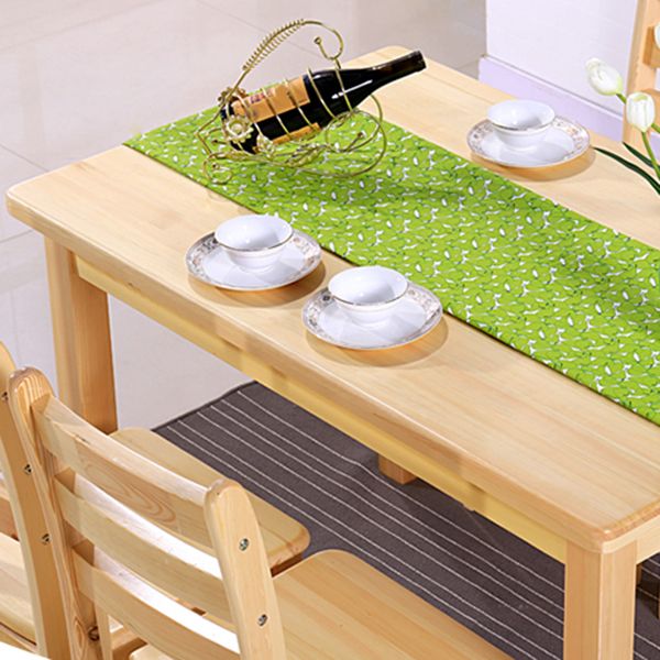 Modern Pine Natural Rectangular Top Dining Table with 4 Legs