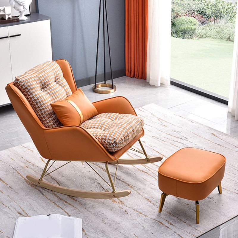 Modern Rocker Chair Upholstered Button-Tufted with Light Legs Glider